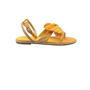 Jack‎ Rogers Slip On Bow Detail Satin Blush Stripe Heidi Sandals Size 8.5 Preppy